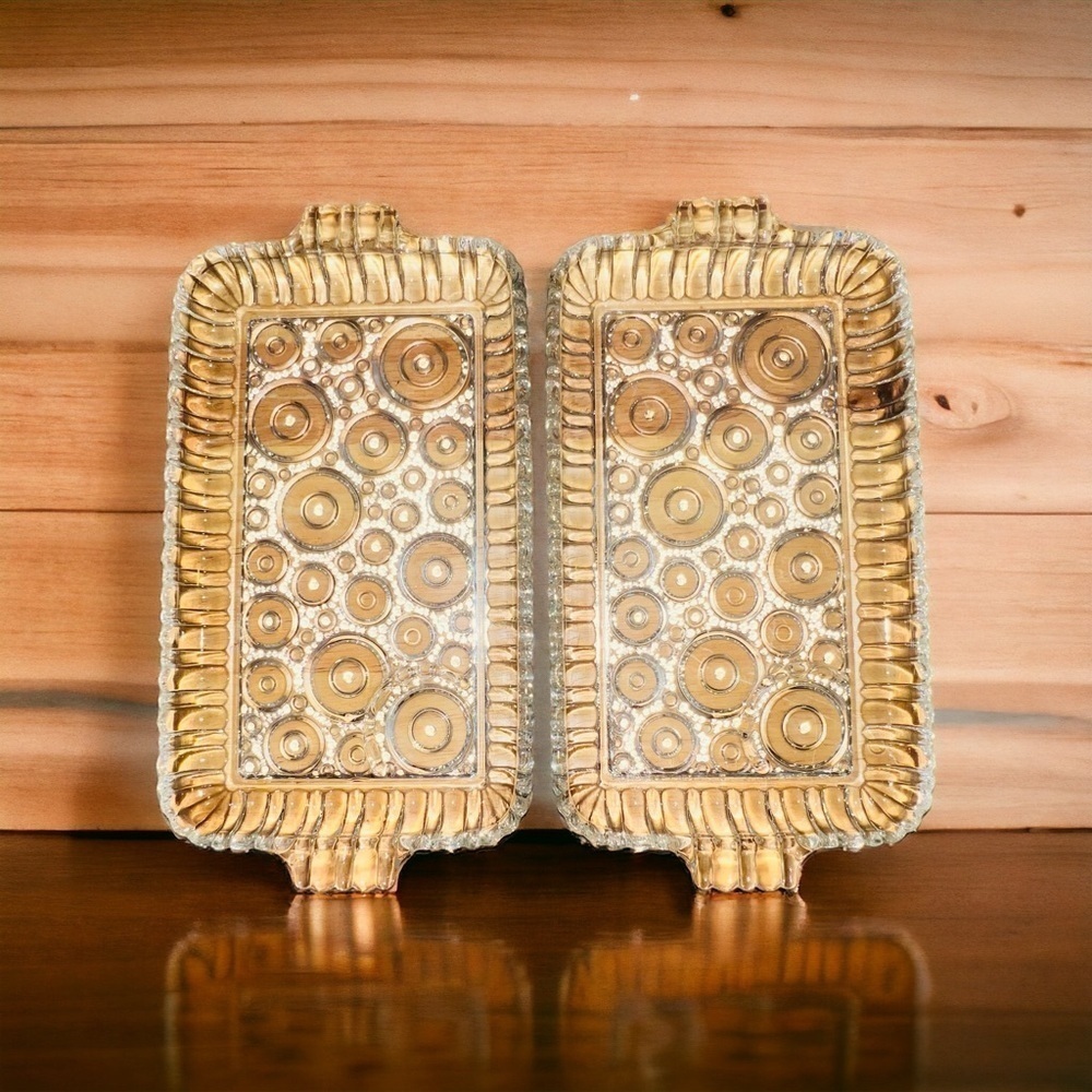 Vintage Anchor Hocking Colonial Clear Glass Snack Trays Retro  Plate 10” x 6”
